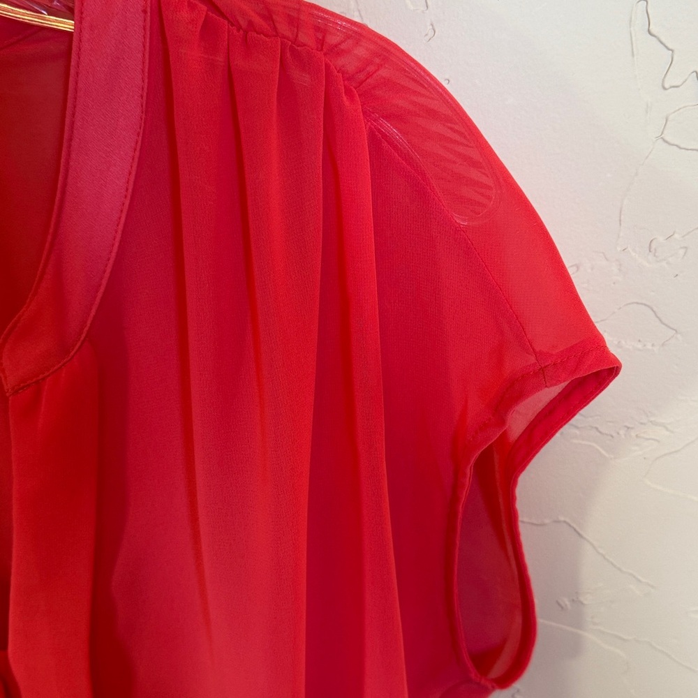 Red Haute sheer coral blouse - Picture 7 of 7